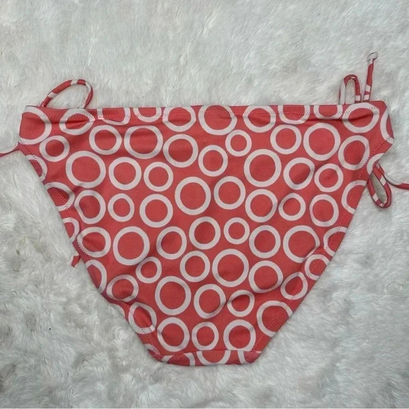 Victoria’s Secret Swim Bottoms Bikini Tie Sides Circles Peach & White Size Large - Picture 11 of 16